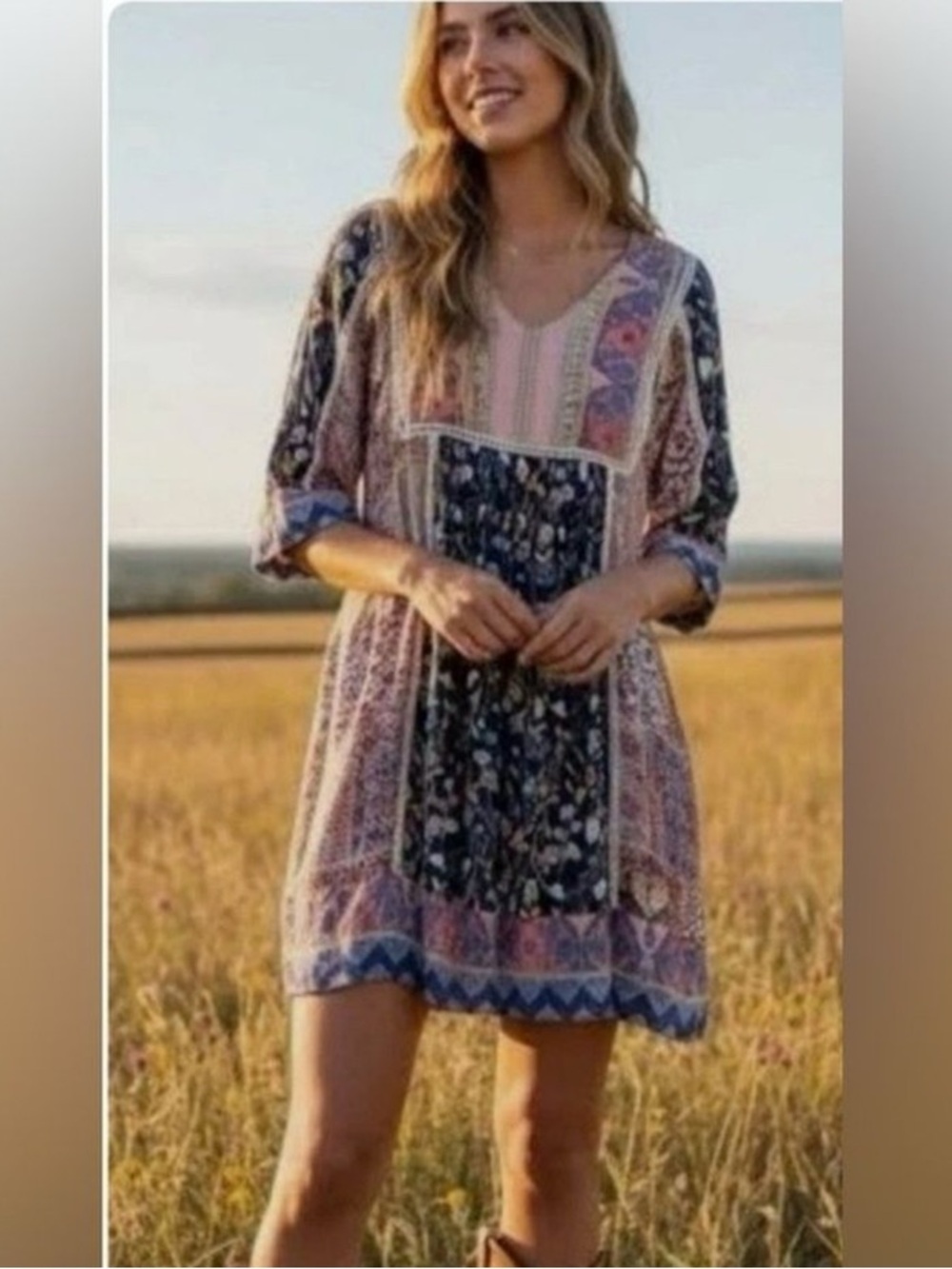 Sundance My Favorite Patchwork Dress/Kimono Size Medium
